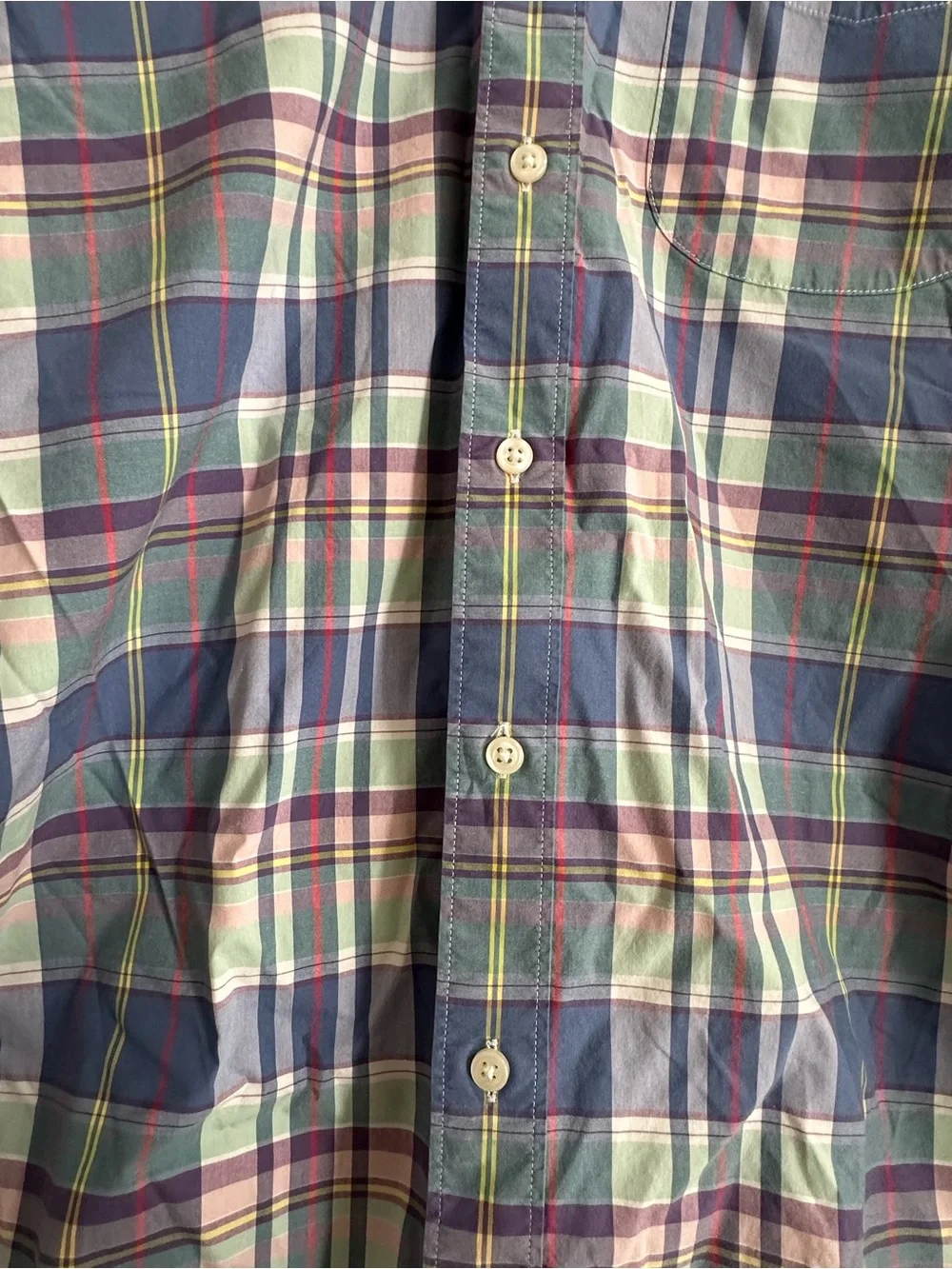 J. Crew Classic Secret Wash Blue Green Plaid Long Sleeve Button Shirt Men’s M